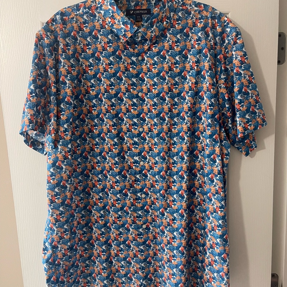 Daniel Cremieux Men's Blue and Orange Floral Shirt